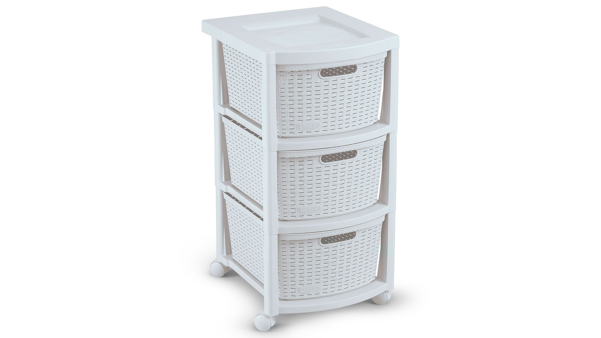 Cajonero Apariencia Rattan 3 Gavetas Altas Blanco Nieve