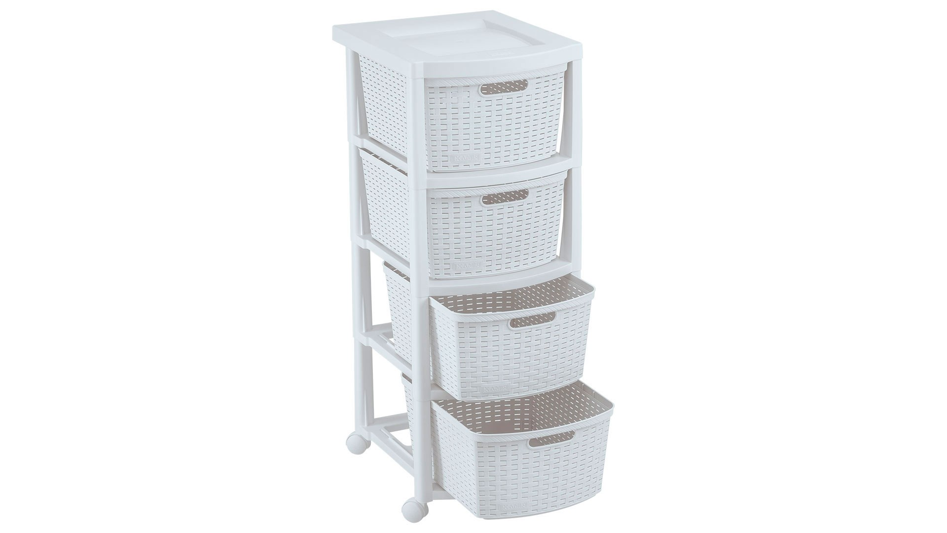 Cajonero Apariencia Rattan 4 Gavetas Altas Blanco Nieve