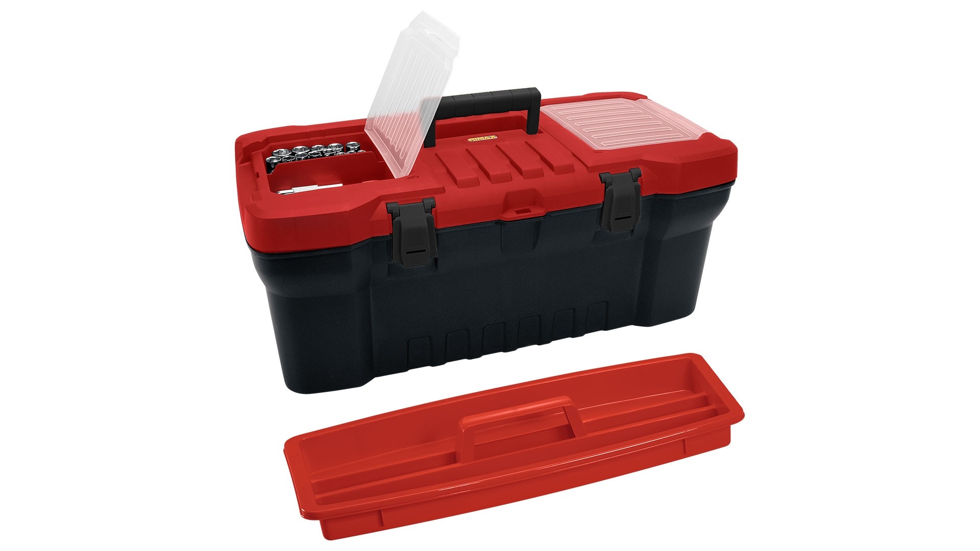 Caja Herramientas 20" Cerradura Plástica Negra